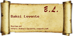 Baksi Levente névjegykártya